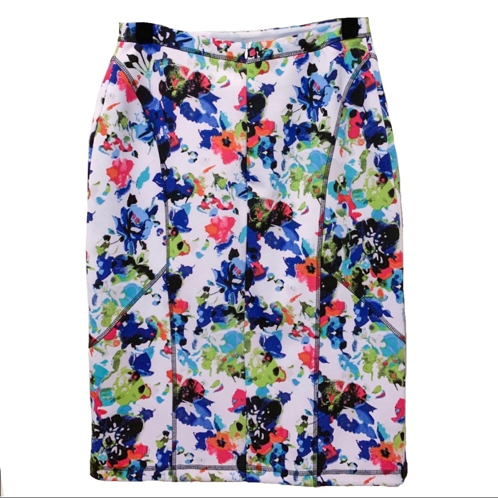NICOLE by NICOLE MILLER Bright Floral Midi Skirt